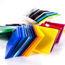 Load image into Gallery viewer, Acrylic sheet samples in multiple colours on a chain
