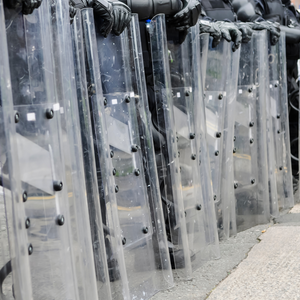 Polycarbonate sheet used as police riot shields